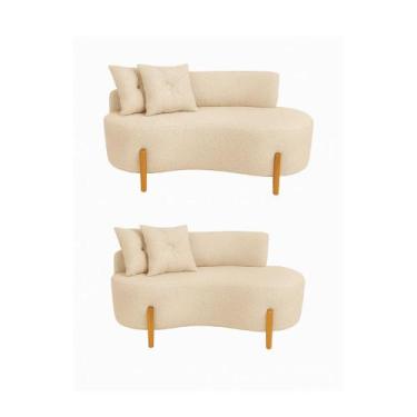 Imagem de Kit 02 Sofá Orgânico 2 Lugares C/2 Almofadas Curvo Sala Recepção Luna 