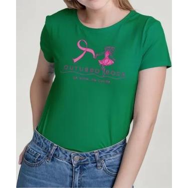 Imagem de Camiseta Camisa Feminina Masculina Algodão Campanha Outubro Rosa Preve