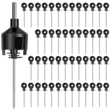 Imagem de DJAPWPX 51 parafusos isoladores de cerca elétrica, parafuso isolador de fio de aço, isolador de poste de madeira para fita, fio elétrico, animal, jardim agrícola