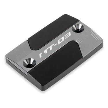 Imagem de BYYINGSUS Acessórios de motocicleta CNC Tampa do reservatório de fluido do cilindro de freio dianteiro compatível com Y&AMAHA MT03 MT-03 MT 03 (cinza)