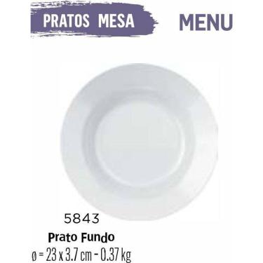 Imagem de Jogo De Prato Menu 04 Pratos Fundos - 23Cm Cerâmica Branca