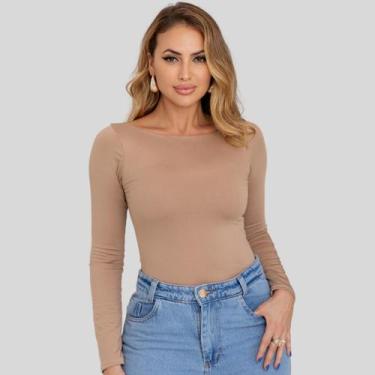 Imagem de Blusa Feminina Manga Longa Suplex - Mayara Manzano, GG, Nude