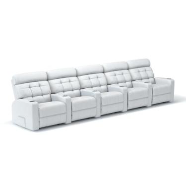 Imagem de Sofá 5 Lugares Reclinável Elétrico Massageador em Couro Bovino Linha C