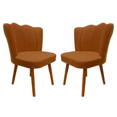 Imagem de Kit 2 Cadeiras Pétala Decorativa Tecido Veludo Pés Palito - Bela Móvei