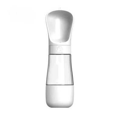 Imagem de Bebedouro e Comedouro Portátil 2 em 1 para Cães e Gatos 490ml – Garrafa de Água Pet com Sistema Anti-Vazamento e Material Seguro (Branco)