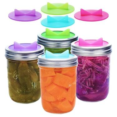 Imagem de KUNNV Tampas de fermentação Mason Jar – Kit de picles, kit de fabricação de chucrute – Tampas de fermentação para airlock frascos de vidro de boca larga (Airlock)