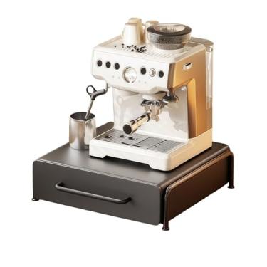 Imagem de Gaveta organizadora de cápsulas de café com bandeja deslizante, suporte de copos, suporte de máquina de café, metal, 32,99 cm C x 33,78 cm L x 8,35 cm A, preto