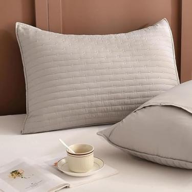 Imagem de Sanracie Fronhas Queen Size 50.8 cm x 76.2 cm, 100% Algodão Linho, Capas de Almofada Acolchoadas Sólidas Simples e Confortáveis 2 Peças