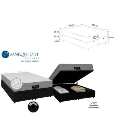 Imagem de Conjunto Cama Box Baú Casal Bipartida Suede Colchão Molas Ensacadas Ri