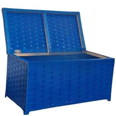 Imagem de Caixa Organizadora de Brinquedos com Tampa Articulada - Design Moderno em Tecido, Estrutura em Madeira e Pronta para Uso (azul 01)