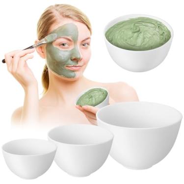 Imagem de Healifty 3 peças faça-você-mesmo tigela para mistura de rosto, tigela de silicone para máscara facial, ferramenta de beleza para salão doméstico, spa, aplicador de pele (branca)