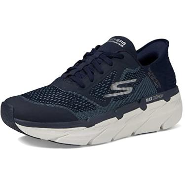 Imagem de Skechers Tênis masculino Max Cushion Slip-ins – Tênis esportivo de corrida e caminhada com espuma viscoelástica, Azul marino, 7.5 X-Wide