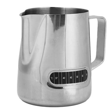 Imagem de Xcello Copo de espumador de leite, jarra de espuma de leite de bico curto de 600 ml com jarra de café de aço inoxidável com sensor de temperatura