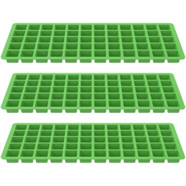 Imagem de 3 moldes de silicone para alimentos, 60 grelhas, fácil de desvendar, forma de congelador, bandeja de gelo adequada para amantes de bolos de chocolate (verde, 3)
