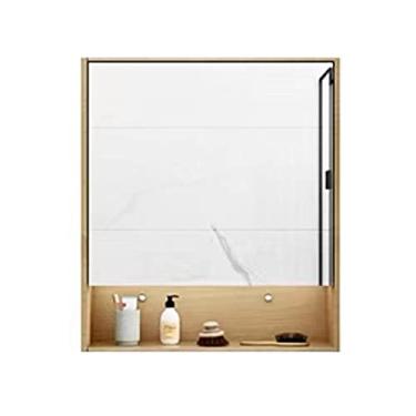 Imagem de Armário de banheiro com espelho armário de parede pendurado tipo parede armário pendurado com armário de prateleiras adequado para banheiro e cozinha (tamanho: 80 cm/31,5 polegadas)