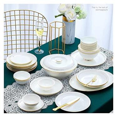 Imagem de Conjunto de louça de luxo, conjunto de serviço de jantar familiar, 36 peças, conjunto de louça de cerâmica, porcelana, pratos, combinação de cerâmica, serviço de jantar, serviço de porcelana para 6