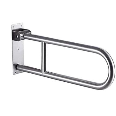 Imagem de Barra de apoio de braço dobrável para vaso sanitário em forma de U apoio de braço espelhado polido trilho de segurança para idosos deficientes 60 cm barra de apoio para vaso sanitário/60 cm