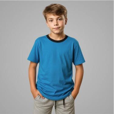 Imagem de Camisetas Manga Curta Infantil Bebê Menino Básica Lisa 100 Algodão - L