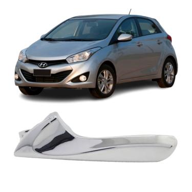 Imagem de Gatilho Maçaneta Interna HB20 Cromada HB20S Lado Esquerdo Porta Dianteira E Traseira De 2012 Até 2019