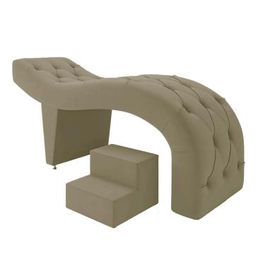 Imagem de Maca de Estética para Massagem Cílios Fixa Lash Estofada com Escada Veludo Castor G83 - Gran Belo