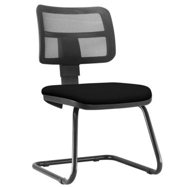 Imagem de Cadeira de Escritório Recepção Fixa Zip L02 Couro Sintético Preto - Lyam Decor