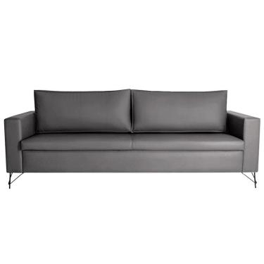 Imagem de Sofá Decorativo 2 Lugares 210 CM Denmark Veludo Cinza Com Pés Preto - Gran Belo