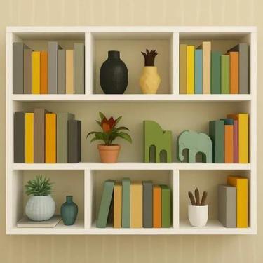 Imagem de Prateleira decorativo mdf 90x90x18cm porta livros livreiro enfeites or