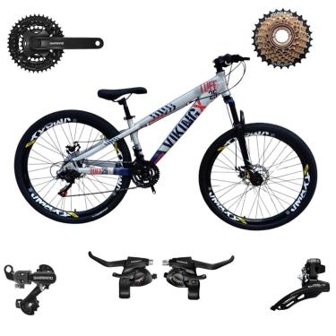 Imagem de Bicicleta 26 VikingX T25 21v Componentes Shimanos Pneu Aro 26 Balão Preto-Unissex