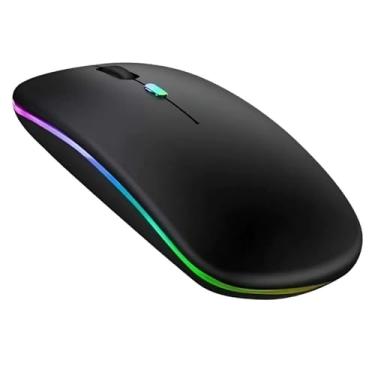 Imagem de Mouse Sem Fio Recarregável USB 2.4GHz com Luz LED – Silencioso, Ergonômico e Portátil – Ideal para Notebook e PC – Cor Preta