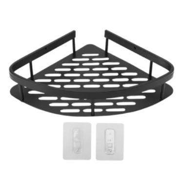 Imagem de Suporte Organizador de Canto em Alumínio Preto – Prateleira Resistente, Durável, Impermeável e Antiferrugem – Ideal para Banheiro, Cozinha, Lavanderia e Áreas Úmidas