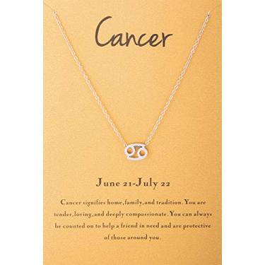 Imagem de Colar feminino Zelmer folheado a ouro 16K 12 signos do zodíaco com pingente de letra 45,72 cm