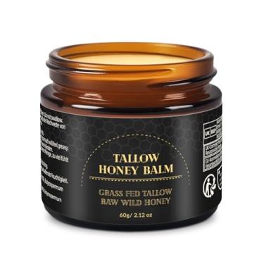 Imagem de BELYESEE Sebo bovino para pele com mel, bálsamo de sebo hidratante sem cheiro para rosto e corpo, alimentado com grama, profundamente nutritivo para pele seca 60 g (60 g)