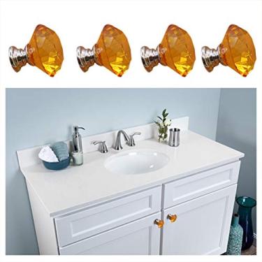 Imagem de 4 puxadores de armário de vidro de cristal autocolante puxador puxador forma de diamante gaveta auxiliar puxador ajuda a cozinha porta deslizante janela guarda-roupa alça adesivo puxadores de papelão, Diameter: 3 cm/1.18 inch, Height: 3 cm/1.18 inch, Orange