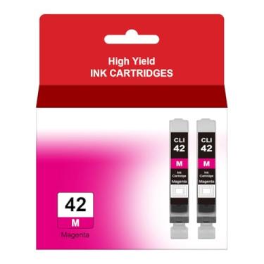 Imagem de Cartucho de tinta magenta CLI-42 de substituição para CLI42 CLI 42M Ink Work para impressora Pro-100 Pro-100S (CLI-42 Tanque de tinta magenta, pacote com 2)