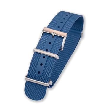 Imagem de Crafter Blue ZX01 Pulseira de borracha de uma peça única de liberação rápida com fivela para todos os relógios de 20 mm/22 mm de largura, Azul oceano, 22mm