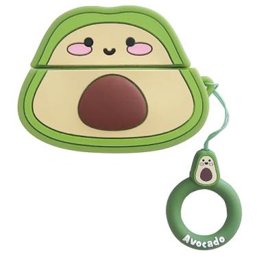 Imagem de Capa compatível com Airpods Pro 3 2025, linda capa de desenho animado para Airpods Pro 3 geração com chaveiro, capa protetora de silicone à prova de choque para homens e mulheres (abacate)
