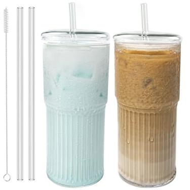 Imagem de Luiaiog Copos de vidro com tampas e canudos (2 peças-inscup-shengdan)