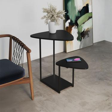 Imagem de Mesal Lateral Cibele Tampo Esfiha Ferro Preto Tampo Preto