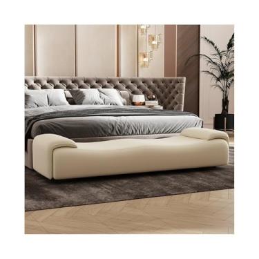 Imagem de Banco para entrada de cama, banco, sofá, banco longo, luz de luxo, armazenamento de roupas, vestiário, trocador de sapatos (branco, grande)