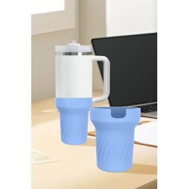 Imagem de Bota de silicone para Stanley Cup 850.5 g / 567.0 g Quencher, capa para bota com Stanley H2.0 e acessórios Quencher Adventure Tumbler (azul)