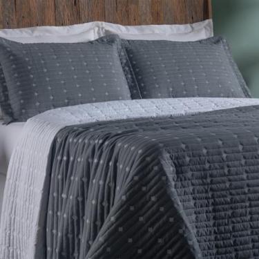 Imagem de Kit Cobre Leito Bordado Fios – Colcha de Cama Solteiro Casal Queen e Super King Enxoval Elegante e Confortável para Quarto (Grafite,Queen)