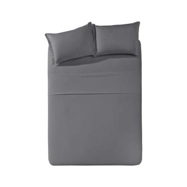 Imagem de Jogo de Cama Casal Döhler Lana 150 Fios 4 Peças, Grafite
