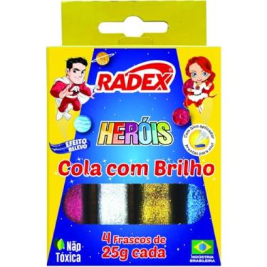 Imagem de Kit de Colas com Glitter, Radex, Tubo, 25 Gramas, 4 Cores