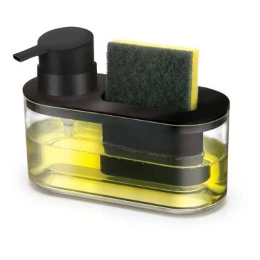 Imagem de 2X Dispenser Porta Detergente Bucha Preto Transparente Plást