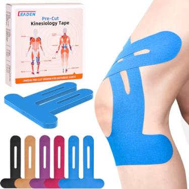 Imagem de IEADEN Fita cinesiológica pré-cortada para joelhos, 10 peças - suporte e estabilidade do joelho, fita atlética para alívio da dor no joelho - impermeável e elástica, respirável, hipoalergênica, sem