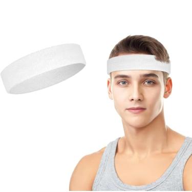 Imagem de Bandanas para homens e mulheres, faixas de suor para tênis, basquete, corrida, academia, treino (branco)