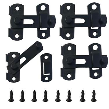 Imagem de PDETVEO 4 peças 70 mm/2,75" trava de porta de celeiro, trava flip de 180° para portas deslizantes, travas de portão de segurança para privacidade do banheiro, armário, porta para animais de estimação