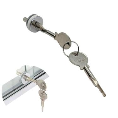 Imagem de Fechadura de porta de vidro deslizante com 2 chaves, trava de vitrine de vidro para armário de museu, curiosidade, estante, trava de bloqueio ajustável para óculos de espessura de 3 a 7 m