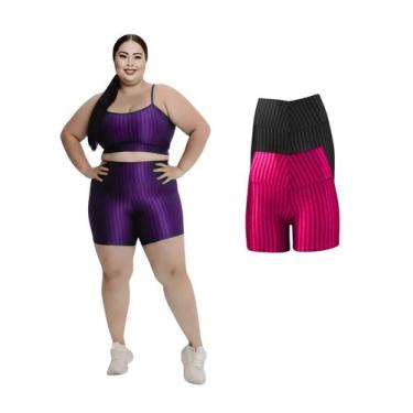 Imagem de Kit 2 Short Legging 3D Academia Fitness Feminino Plus Size - Sunset Co