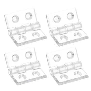 Imagem de 4 dobradiças de acrílico, dobradiças dobráveis de hardware de 3 x 3 cm com orifício de montagem dobradiças de piano para caixa de artesanato, transparente